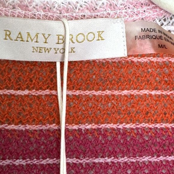 Ramy Brook Dress Womens Medium Large Cruz Striped Knit Tassel Boho Coverup - Picture 3 of 8